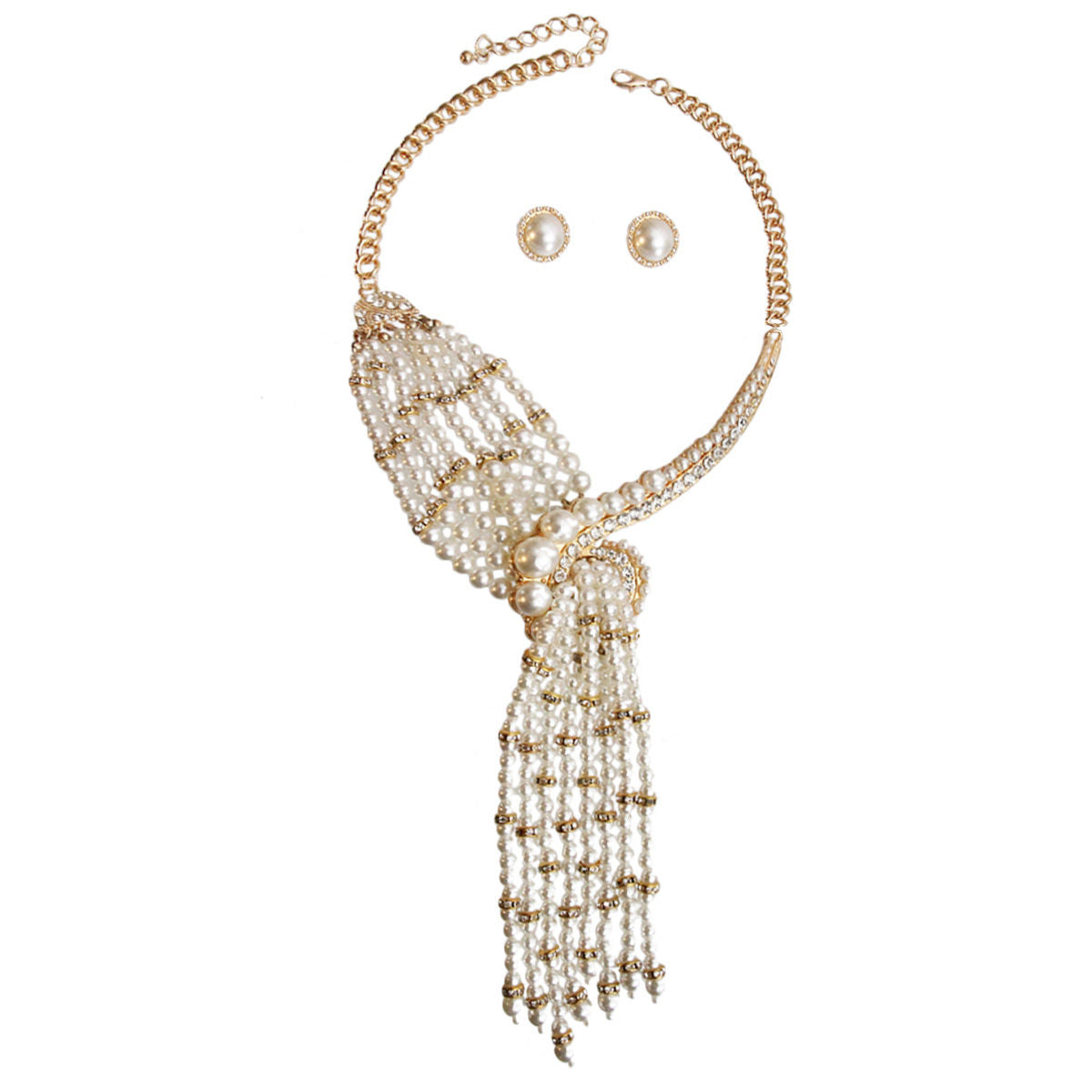 Asymmetric Cream Pearl Gold Necklace