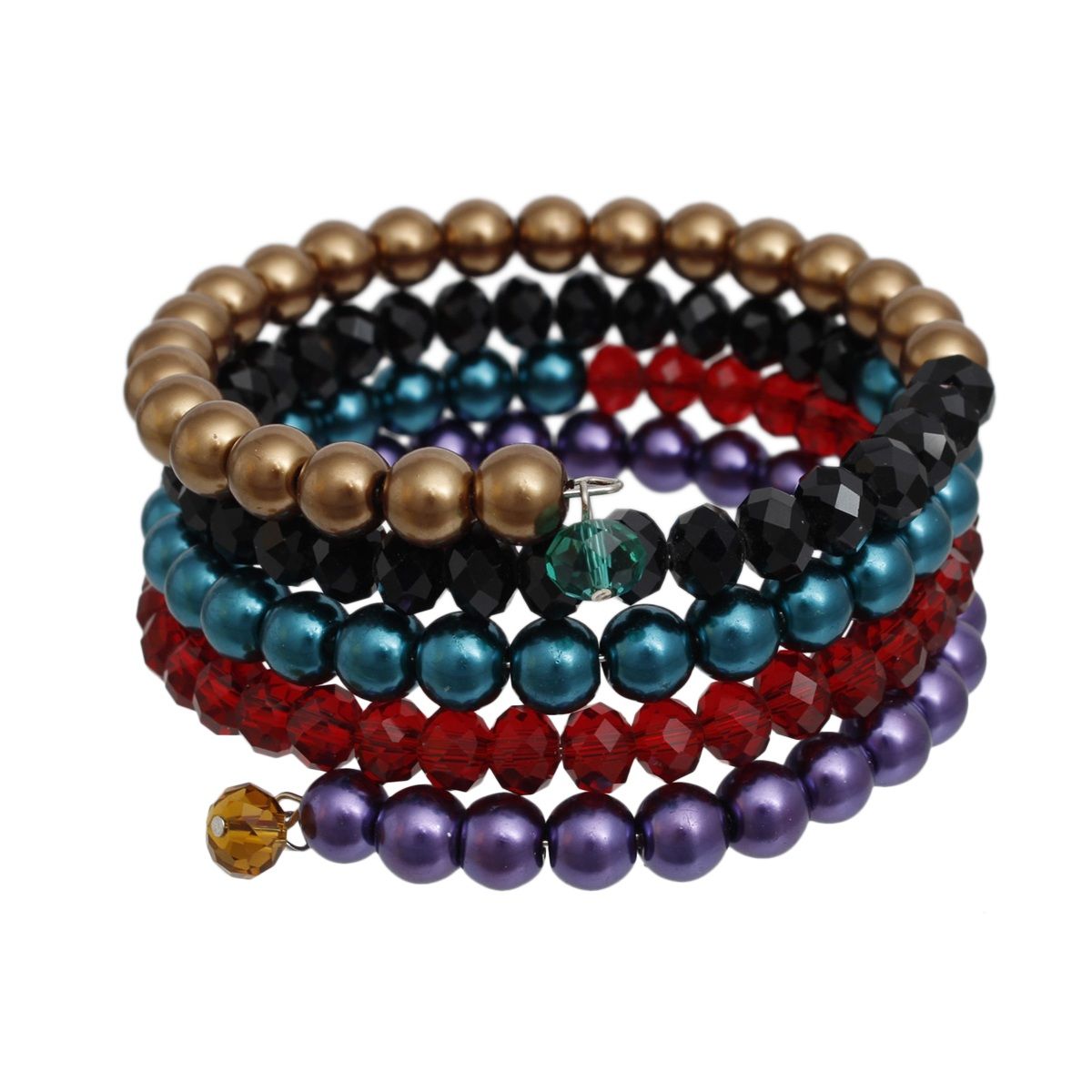 Coiled Multicolor Pearl Glass Bead Wrap Bracelet