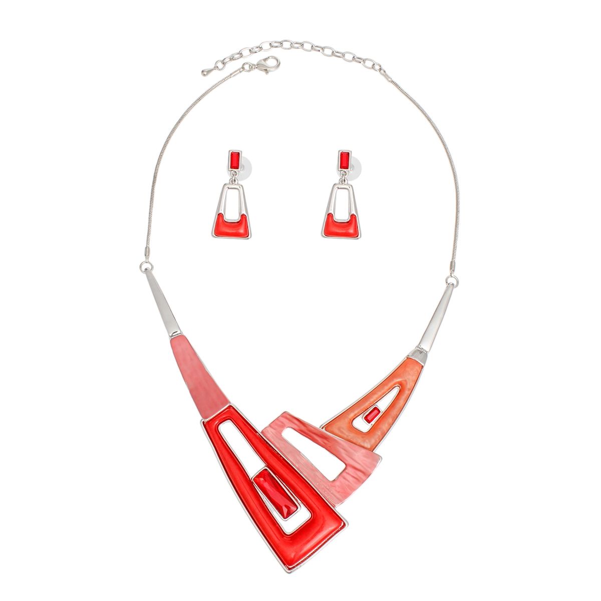 Collar Red Geometric Snake Chain Necklace Women
