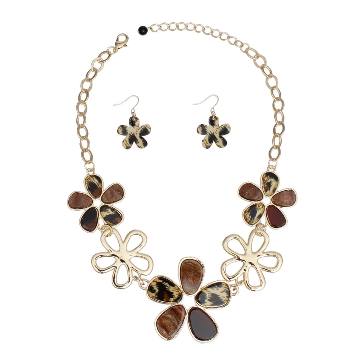 Collar Jungle Chic Leopard Print Flower Necklace