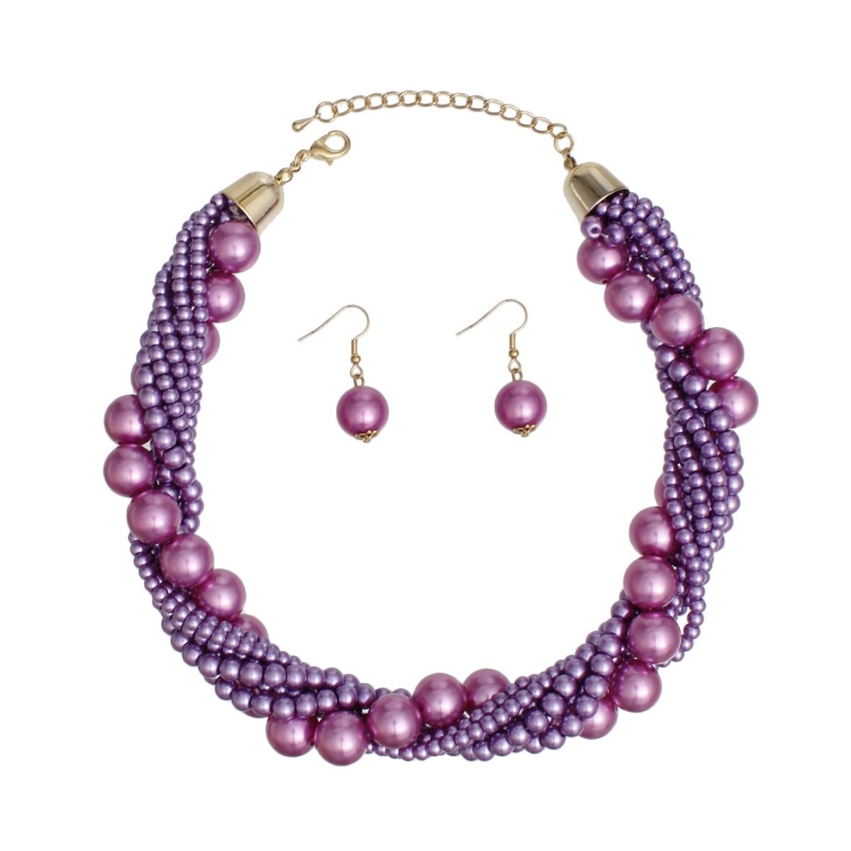Choker Twisted Light Purple Pearl 7 Strand Necklace