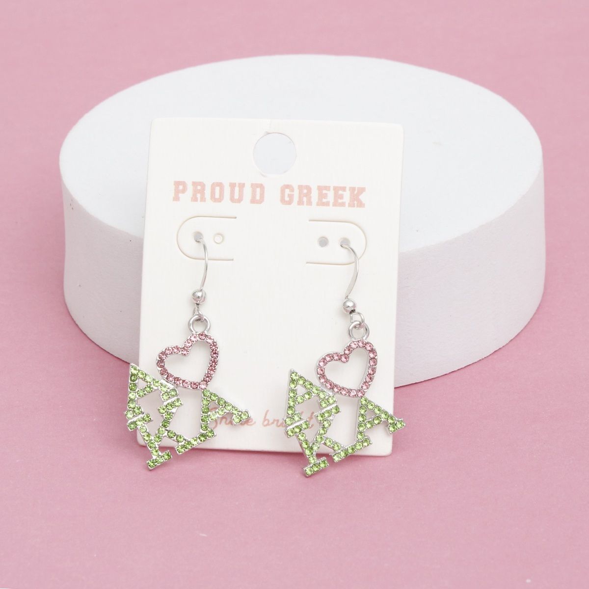 AKA Greek Heartfelt Pride Bling Fish Hook Earrings