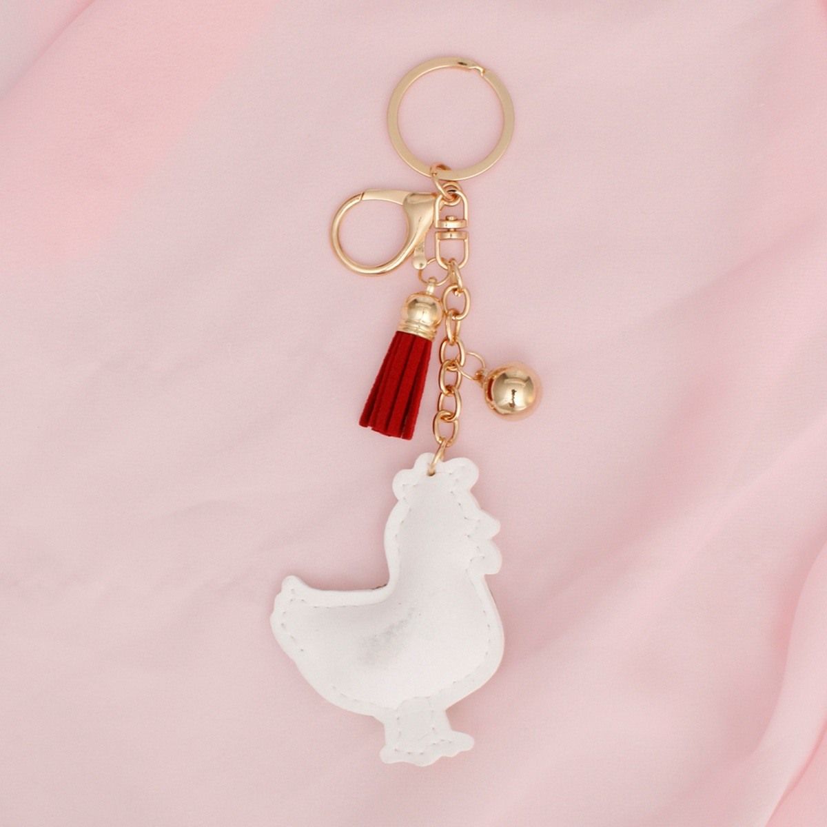 Keychain Farmhouse Chic White Rooster Bag Charm