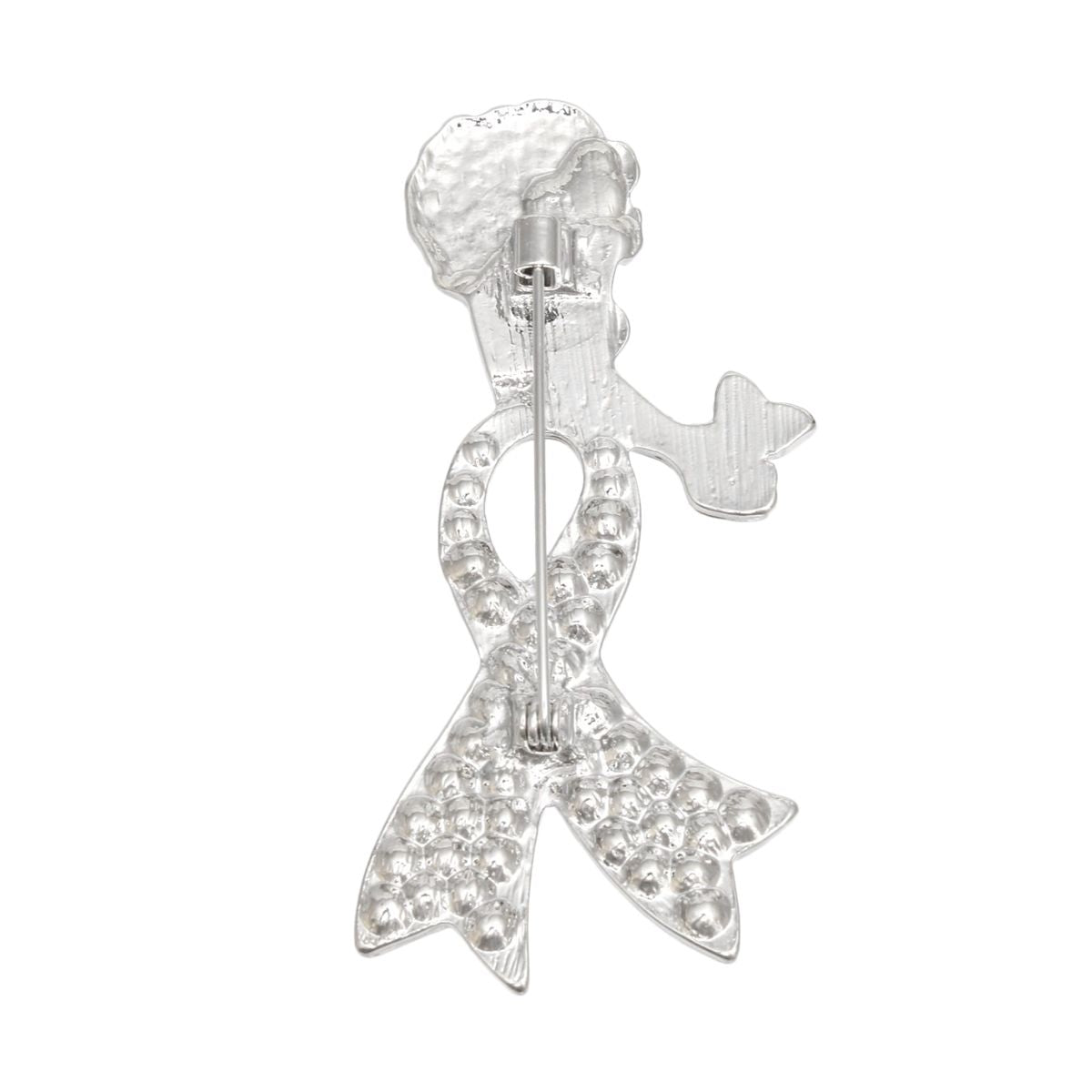 Breast Cancer Silver Light Pink Ribbon Legs Brooch