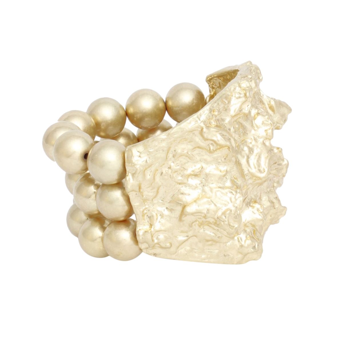 Cuff Chunky Raw Matte Gold Pearl Band Bracelet