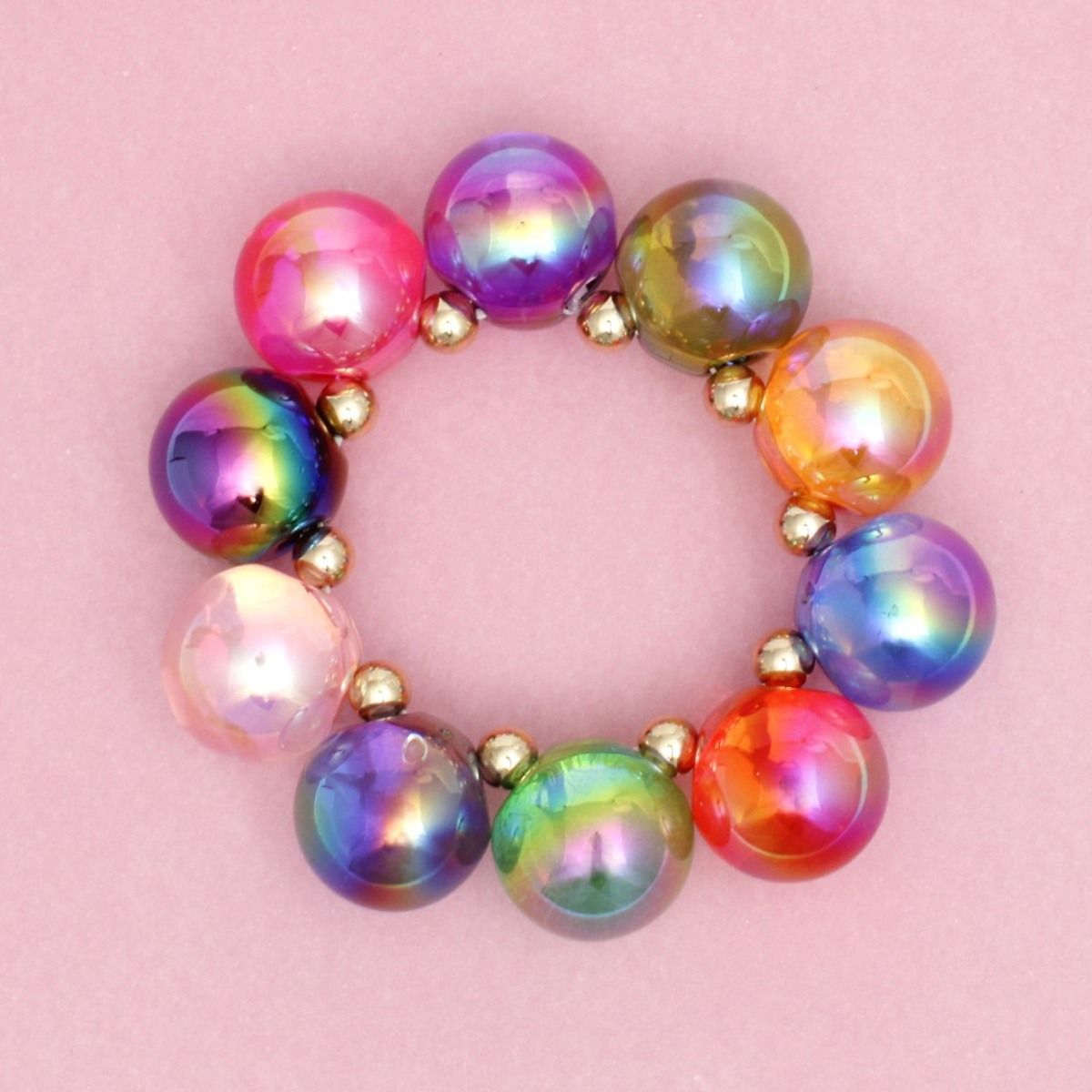Bracelet Multicolor Iridescent Bubble Ball Bead