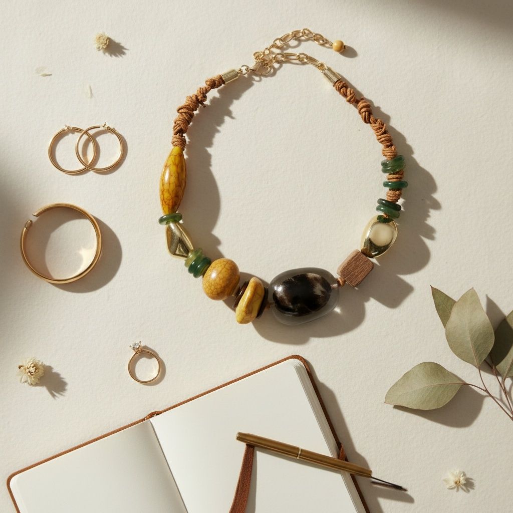 Tribal Natural Elements Yellow Chunky Necklace