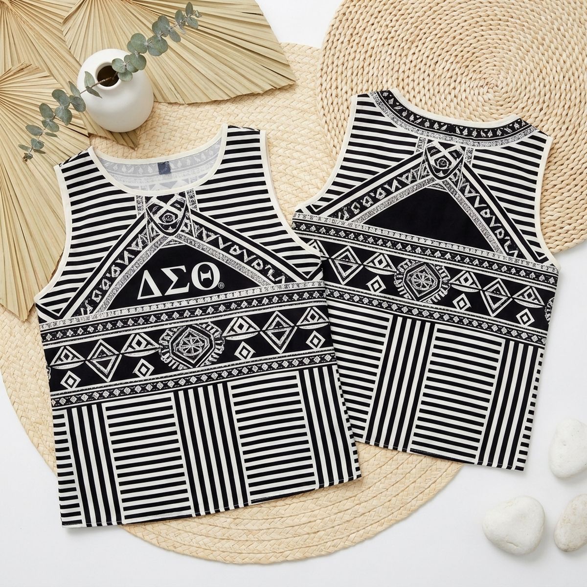 DST X-Large Black Geometric Tank Top