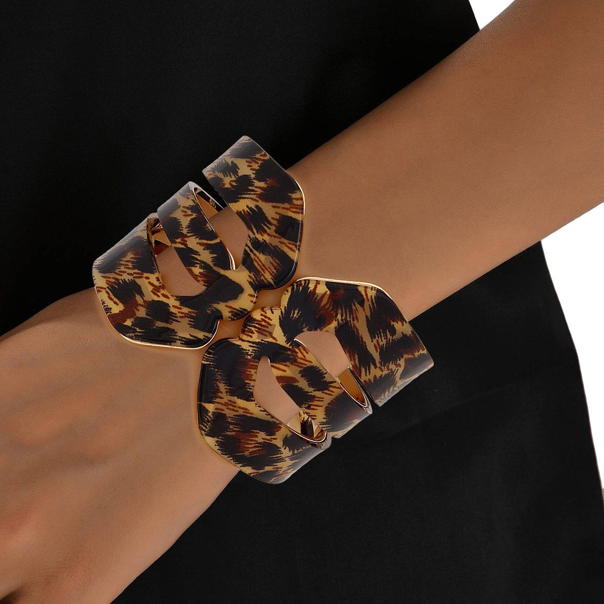 Cuff Fierce Leopard Print Butterfly Wing Bracelet