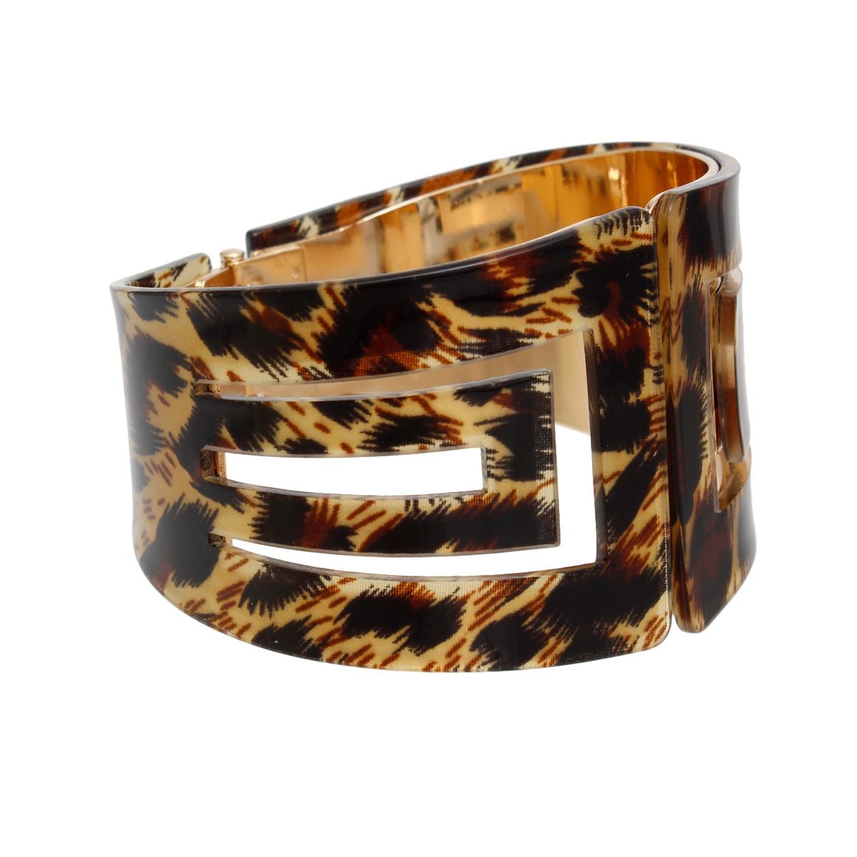 Cuff Jungle Chic Leopard Print Art Deco Bracelet