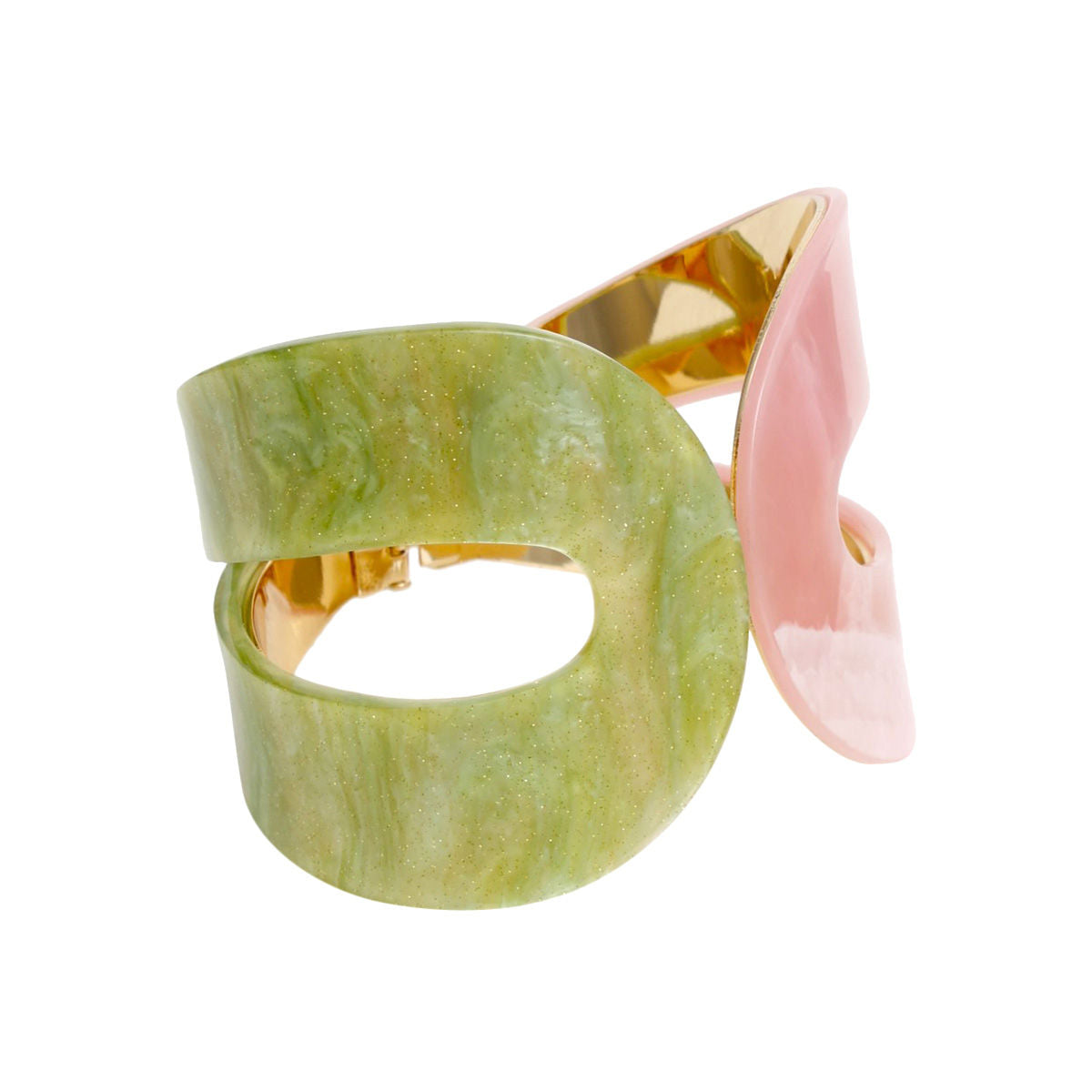 AKA Marbled Pink Green Hinge Cuff Bracelet