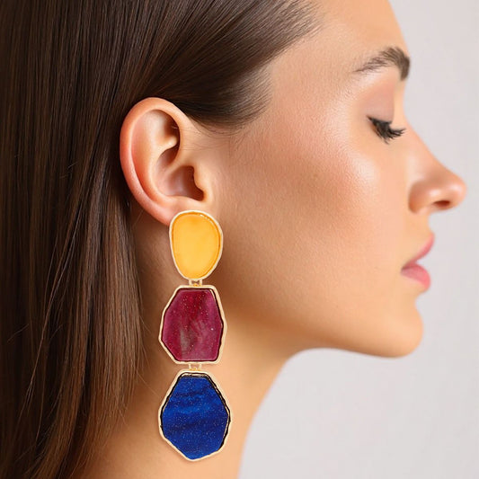 Dangle Glittery Galaxy Multicolor Organic Earrings