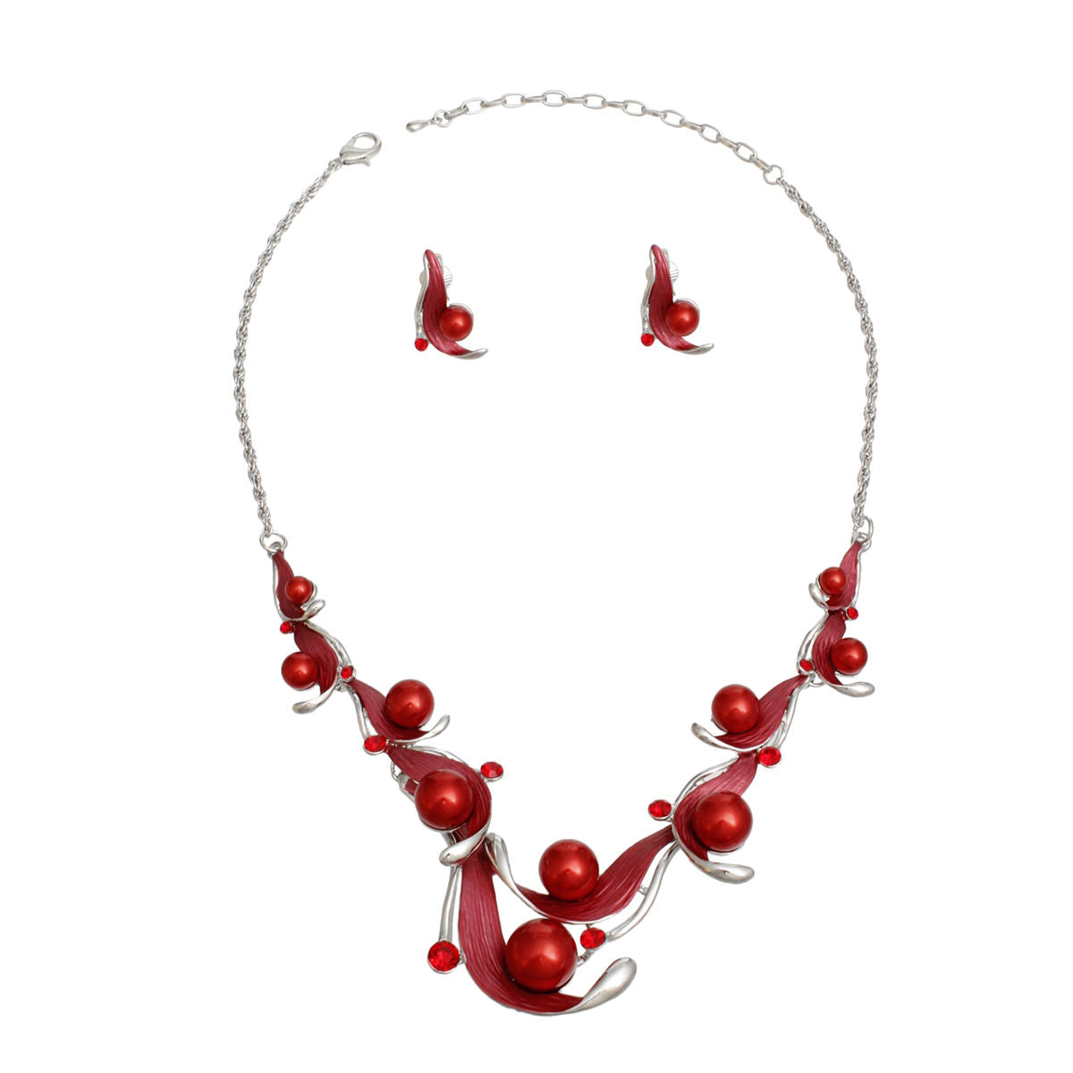 Collar Elegant Refined Red Pearl DST Necklace
