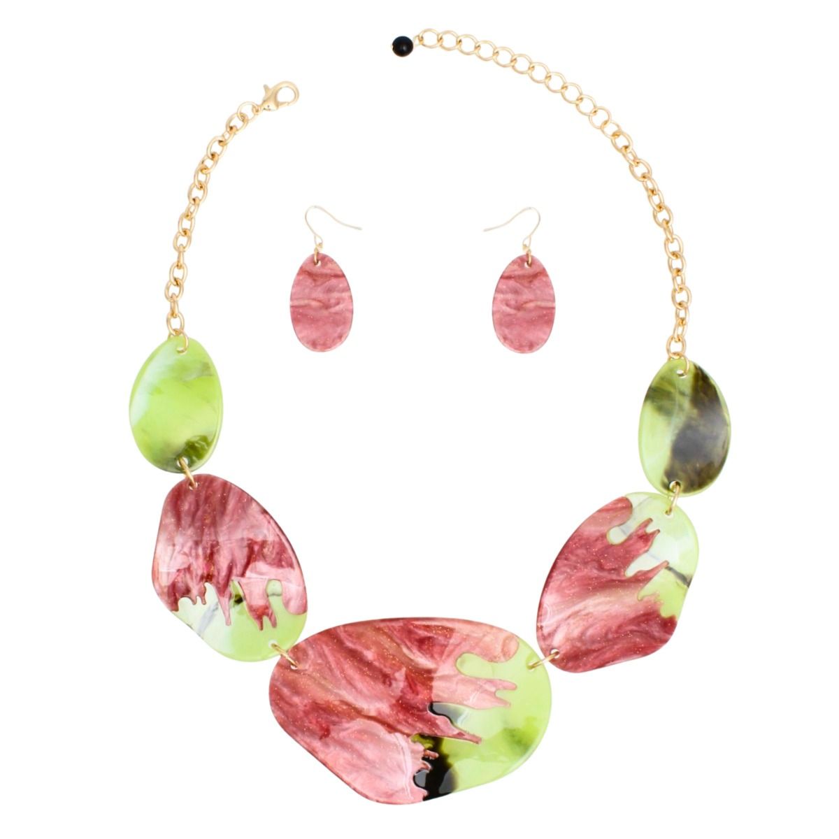 AKA Pink Green Dipped Necklace Set