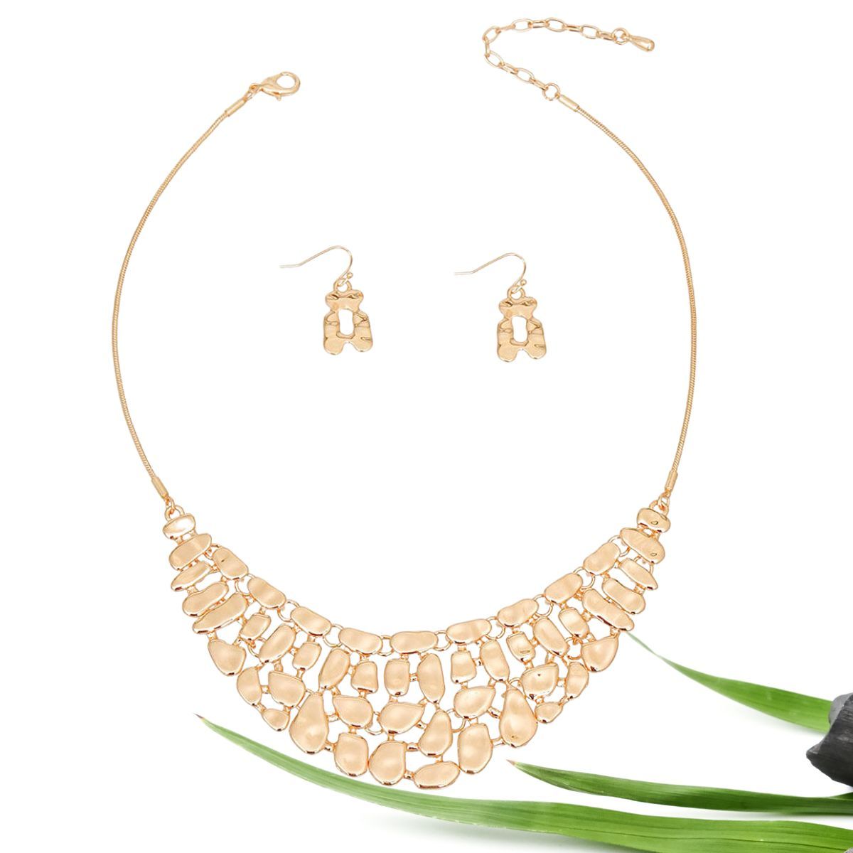 Gold Metal Link Collar Set