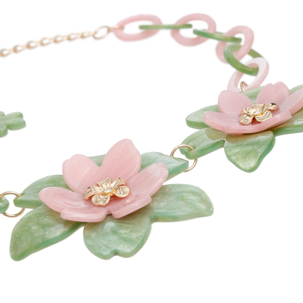 AKA Collar Marbled Pink Green Links 3D Flower Set