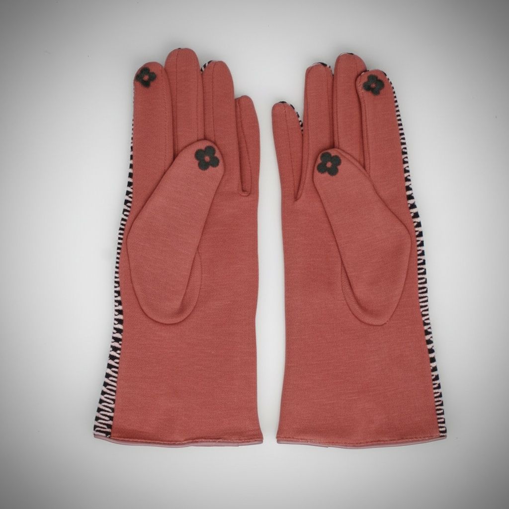 Pink Mauve Cross Wavy Touchscreen Winter Gloves
