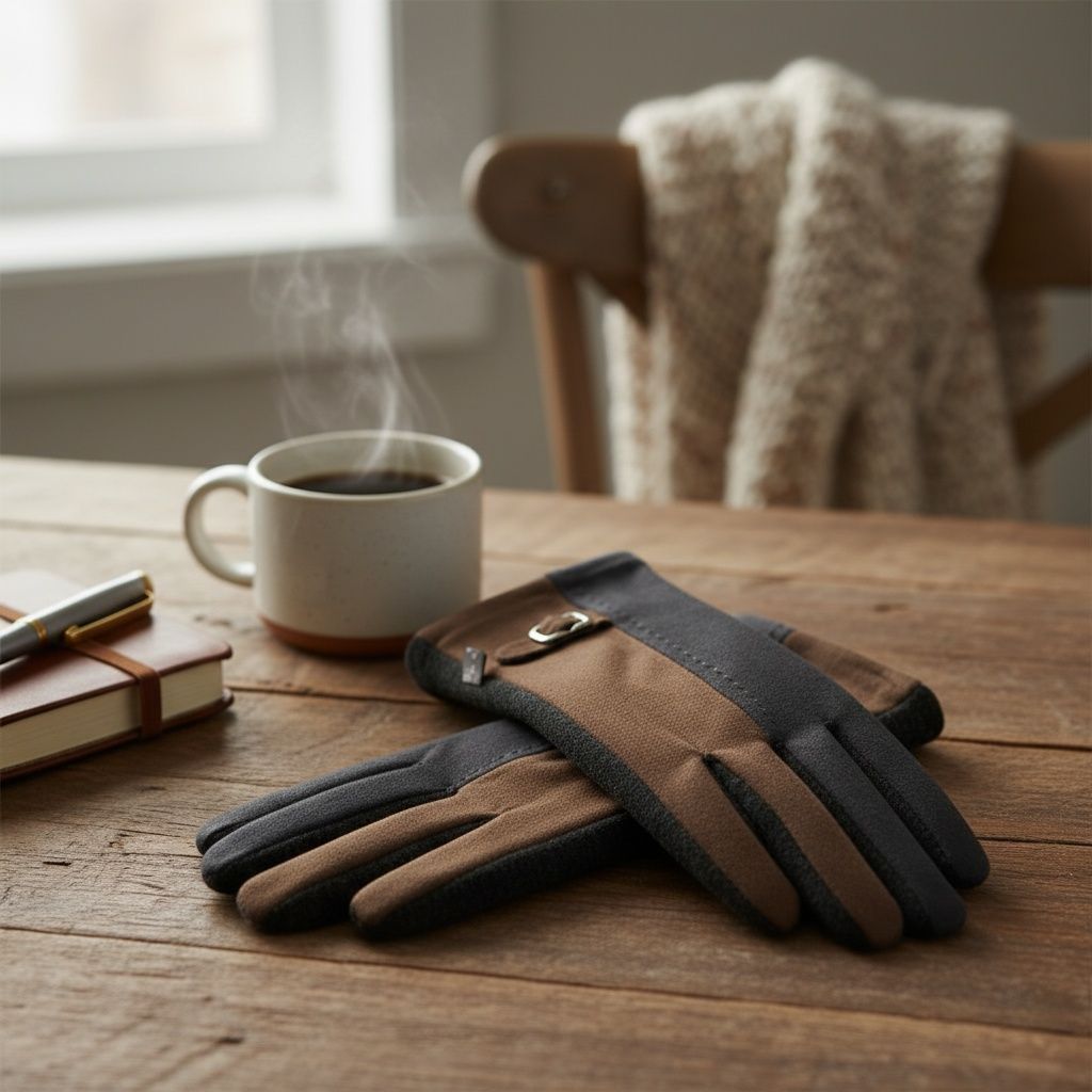 Gray Taupe Faux Suede Touchscreen Winter Gloves
