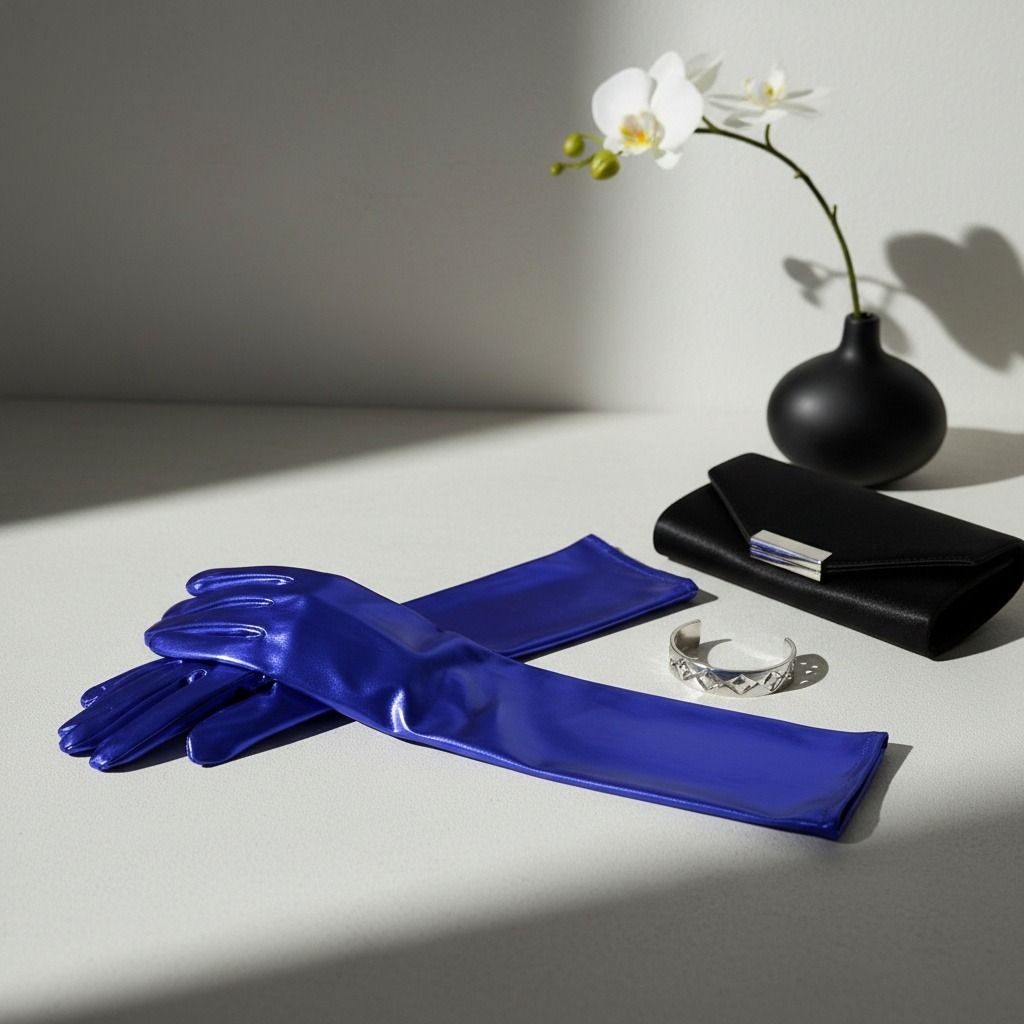 Royal Blue Metallic Formal Long Gloves ZPB SGRHO