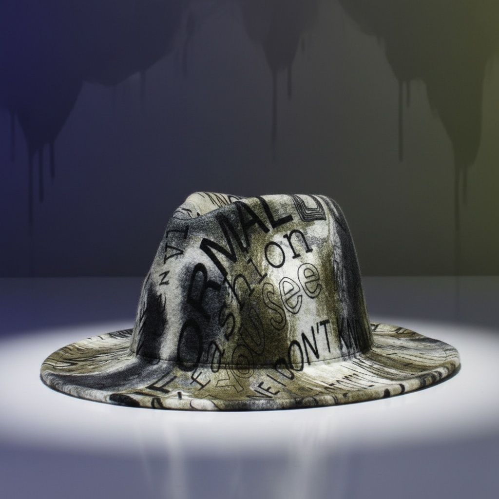 Fedora Olive Green and Black Graffiti Tie Dye Hat