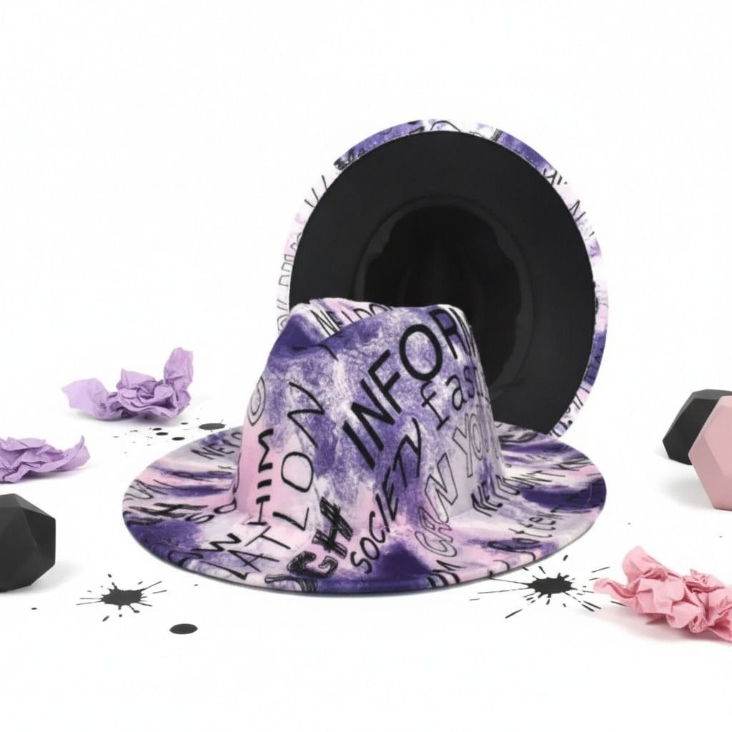 Fedora Purple and White Graffiti Tie Dye Hat