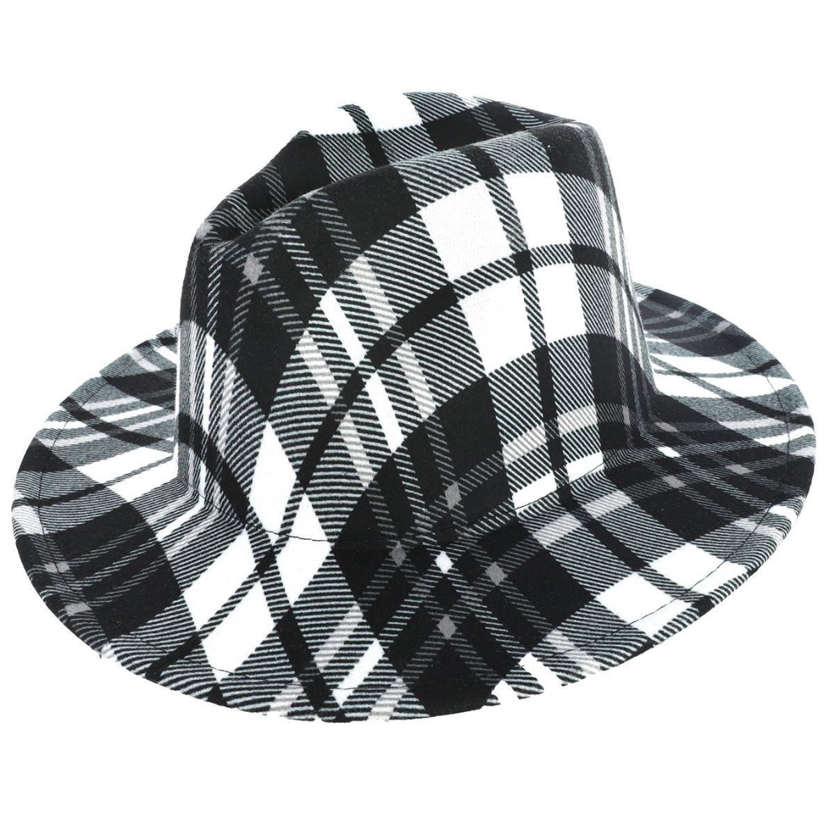 Black White Plaid Fedora