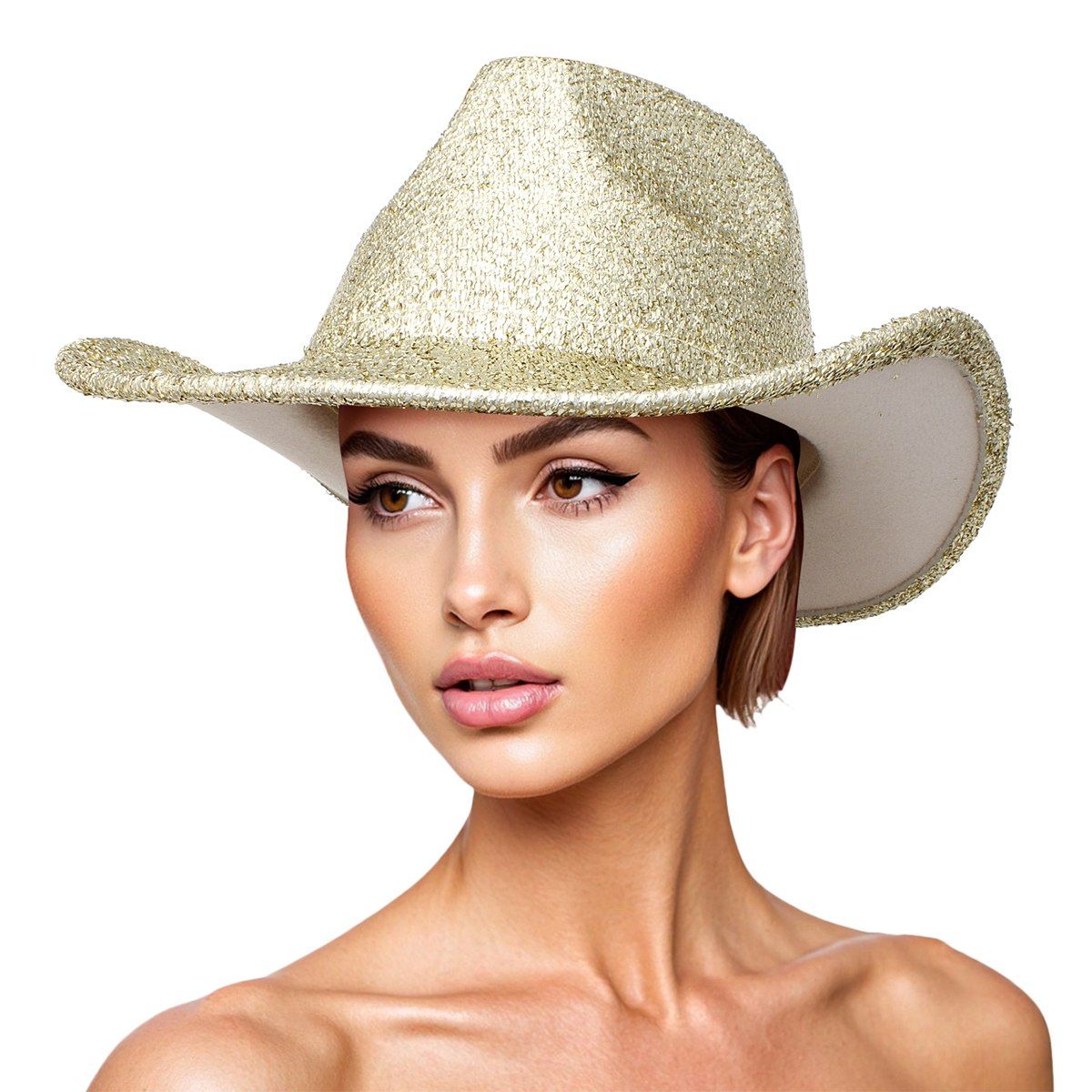 Cowboy Hat Gold Metallic Glittering Fashion Hat
