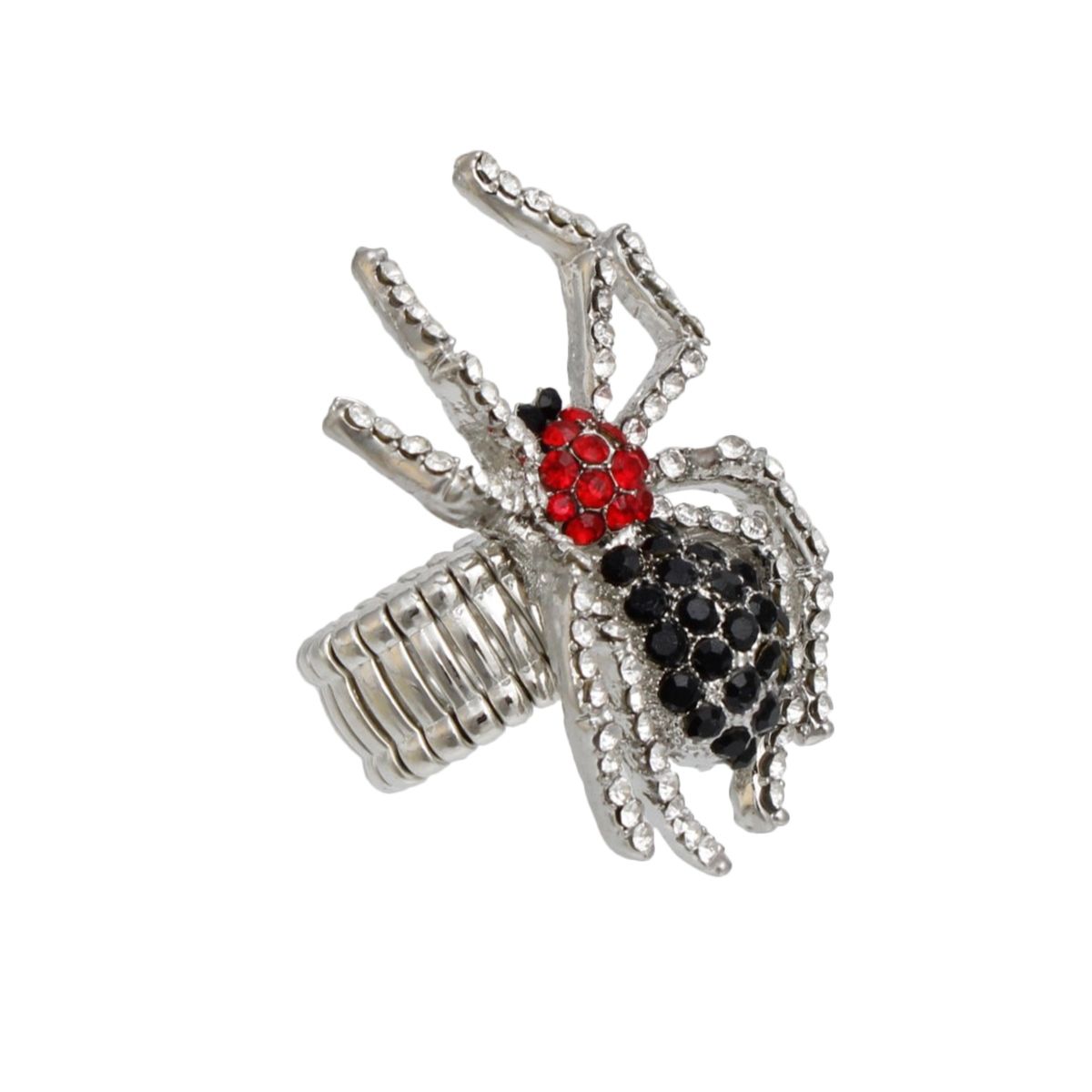 Cocktail Spooky Sparkle Silver Spider Stretch Ring