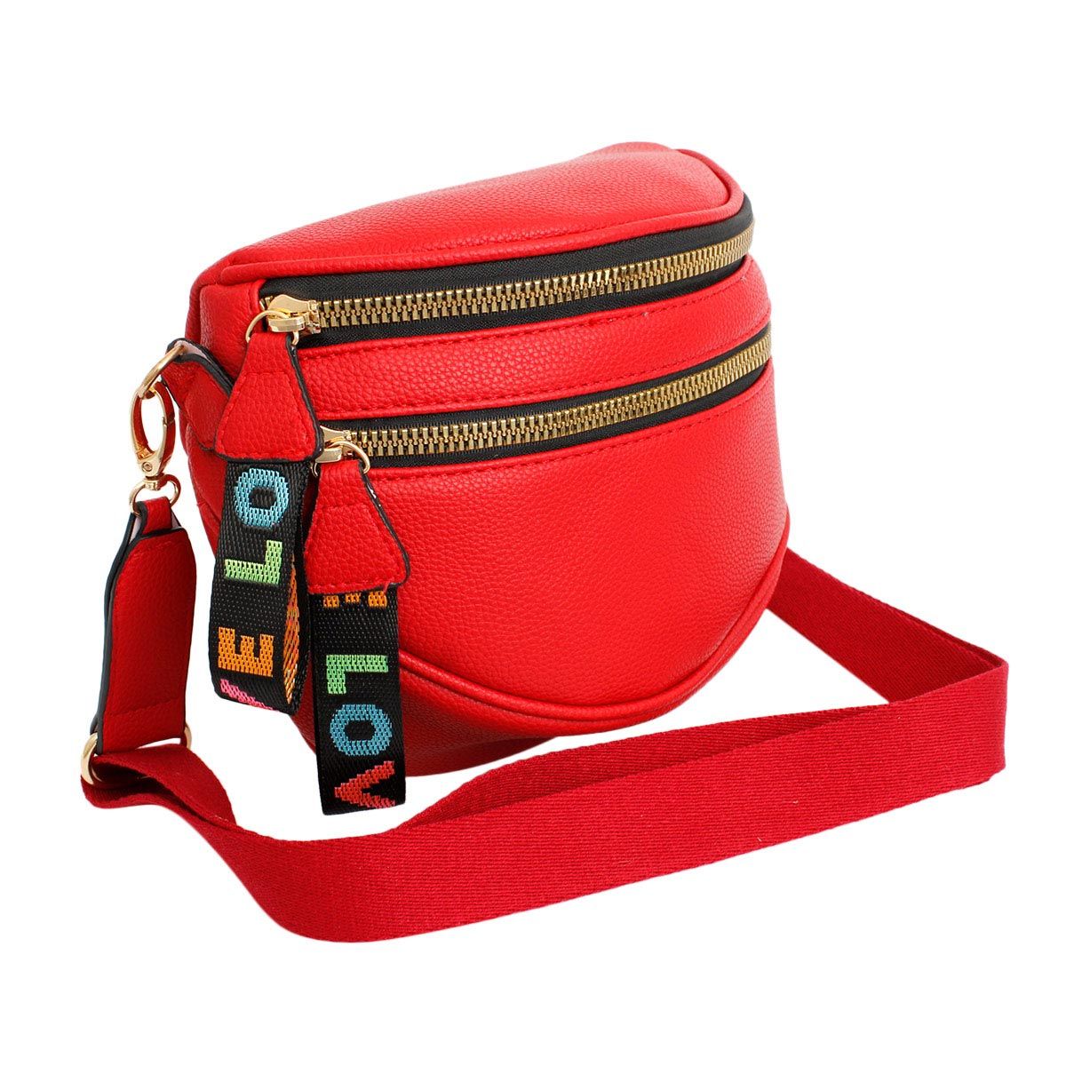 Crossbody Red Love Zipper Saddle Bag for Women
