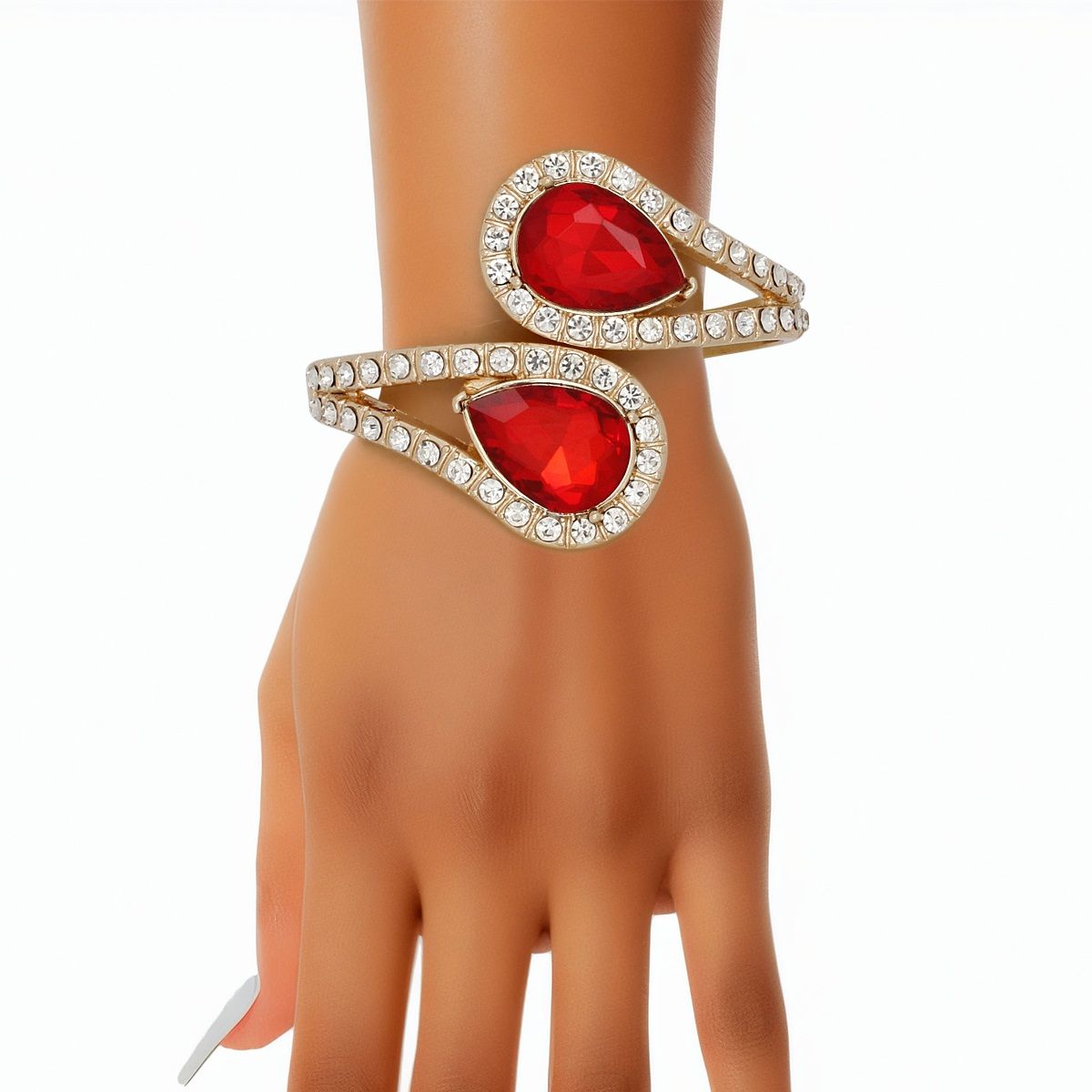 Cuff Brilliant Red Teardrop Crystal Bracelet