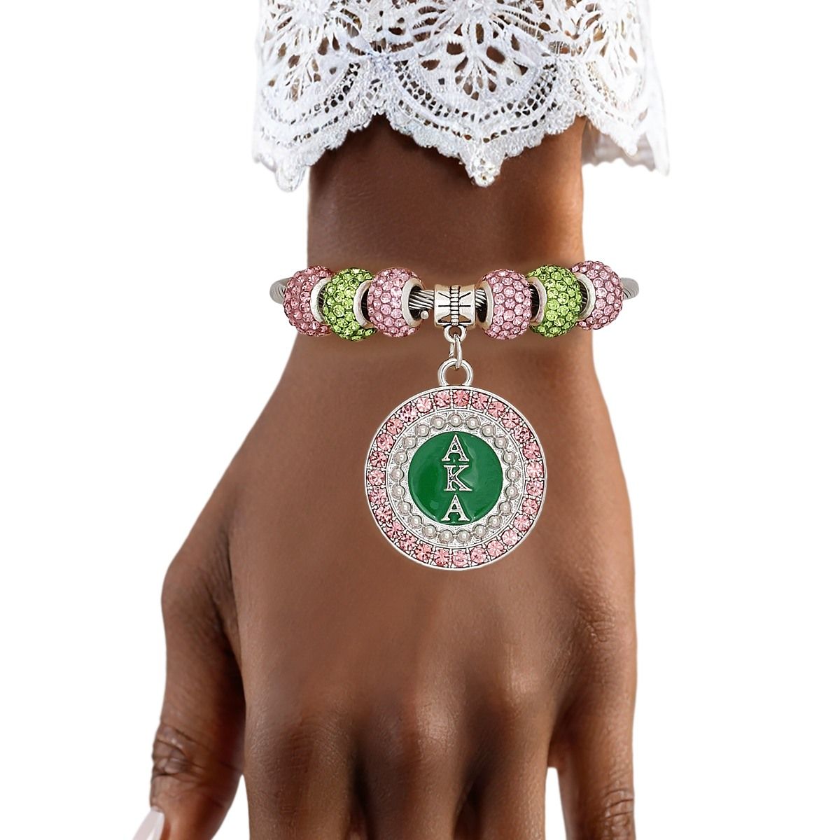 AKA Greek Merch Bead and Charm Cable Bracelet