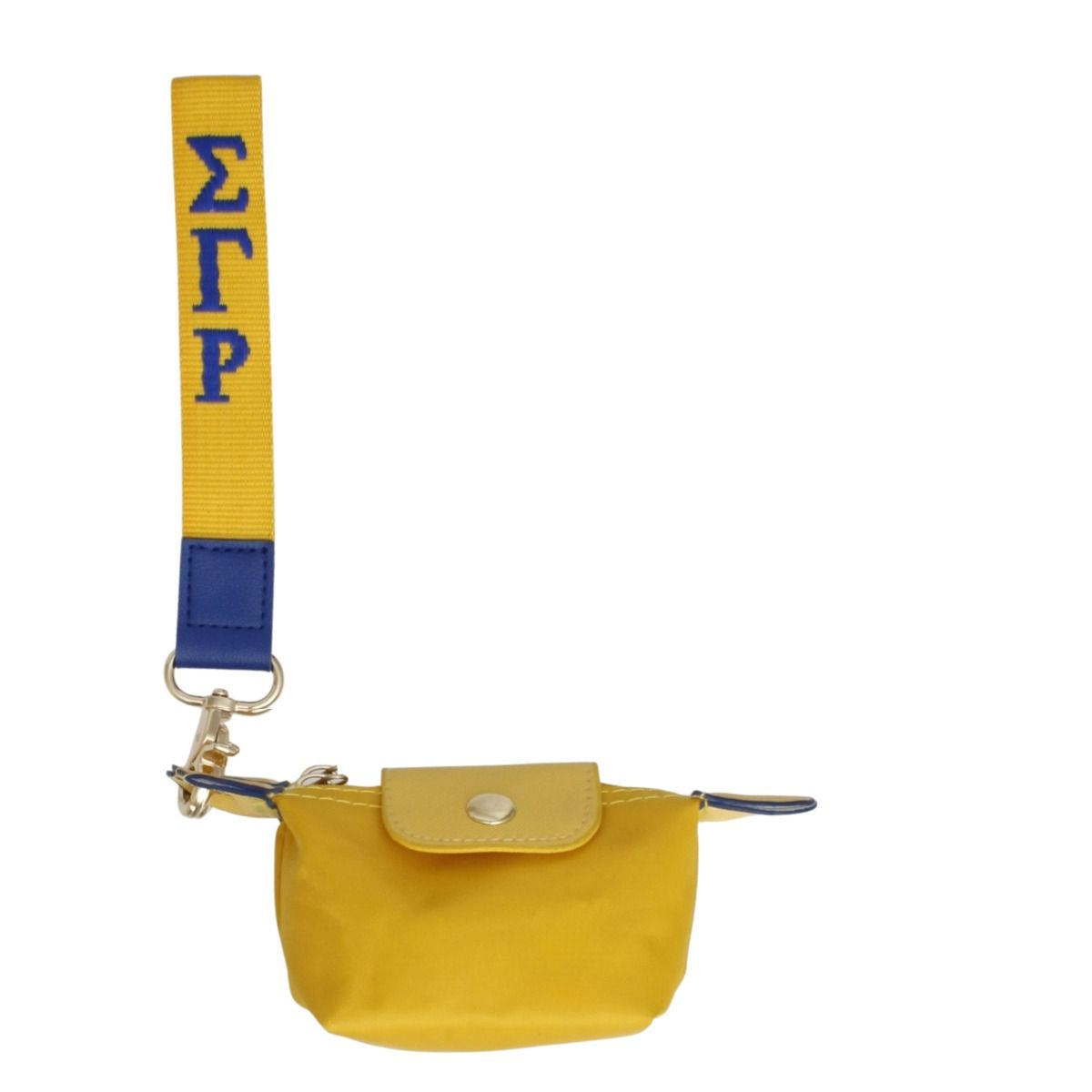 SGRHO Soror Yellow Nylon Wristlet Strap Mini Pouch