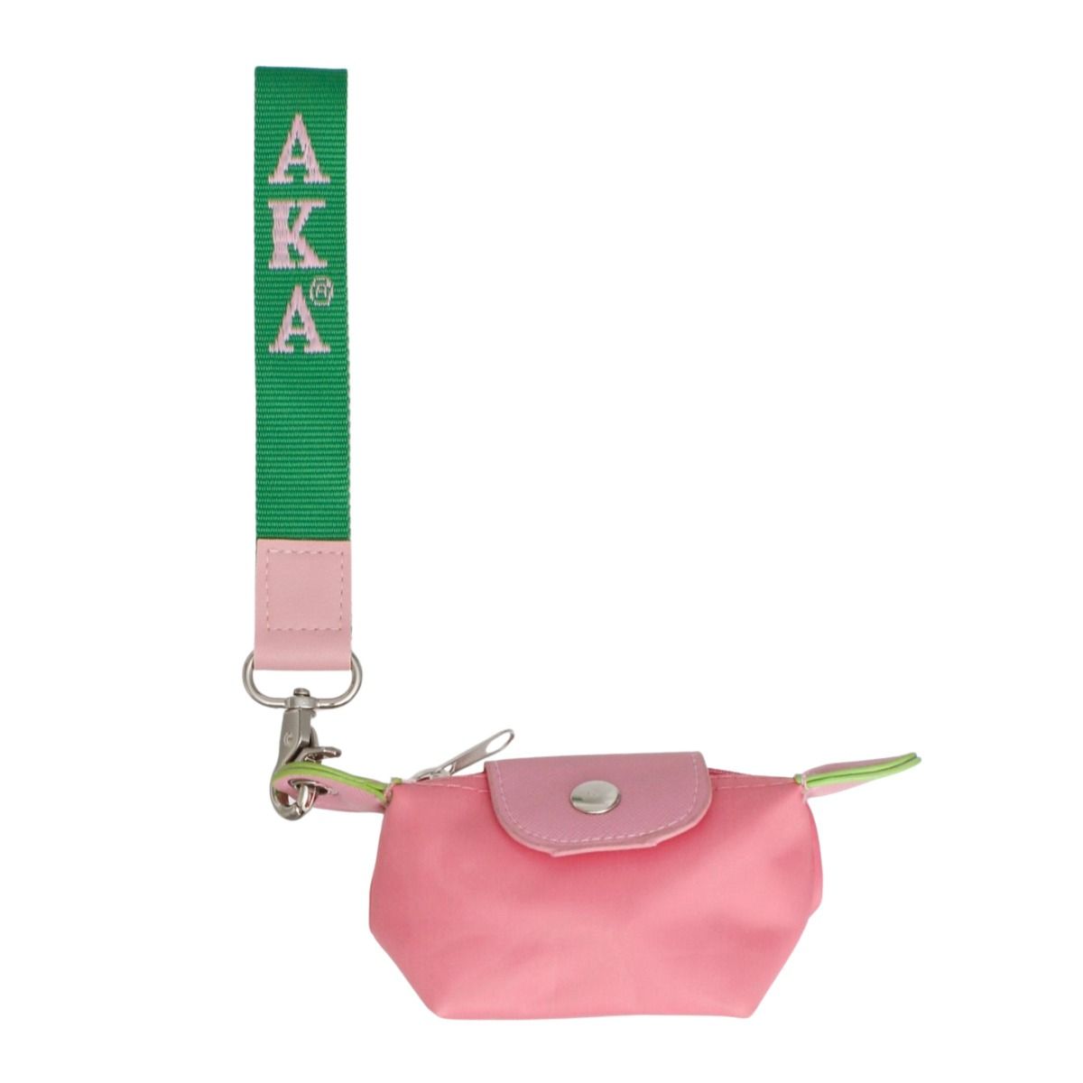 AKA Sorority Pink Nylon Wristlet Strap Mini Pouch