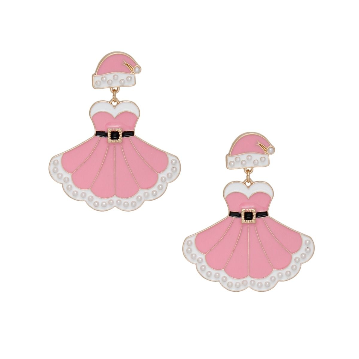 Dangle Santa Baby Pink Sweetheart Dress Earrings