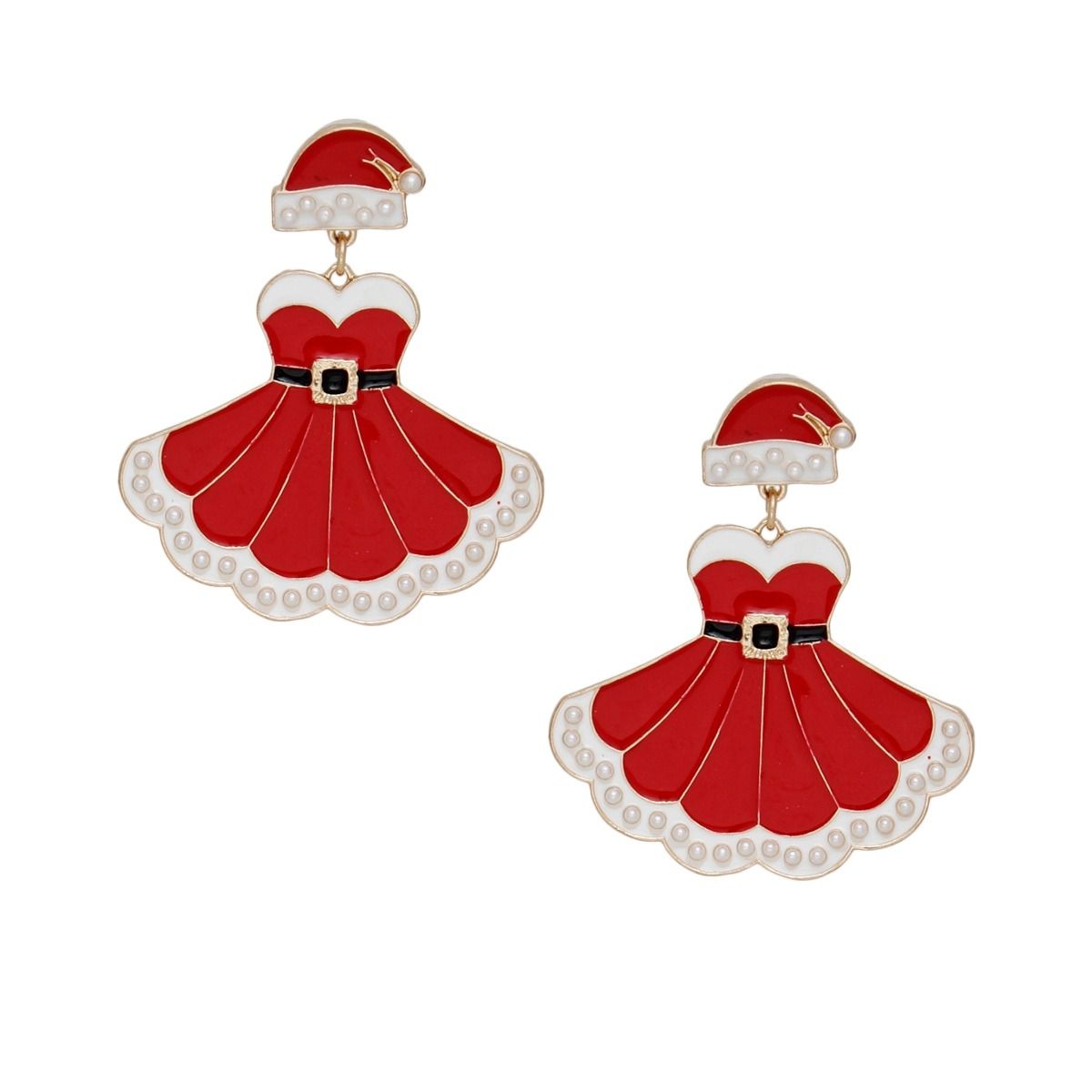 Dangle Santa Baby Red Sweetheart Dress Earrings