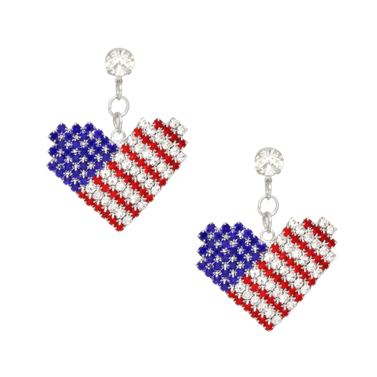 Drop Heart Freedom American Glam Silver Earrings