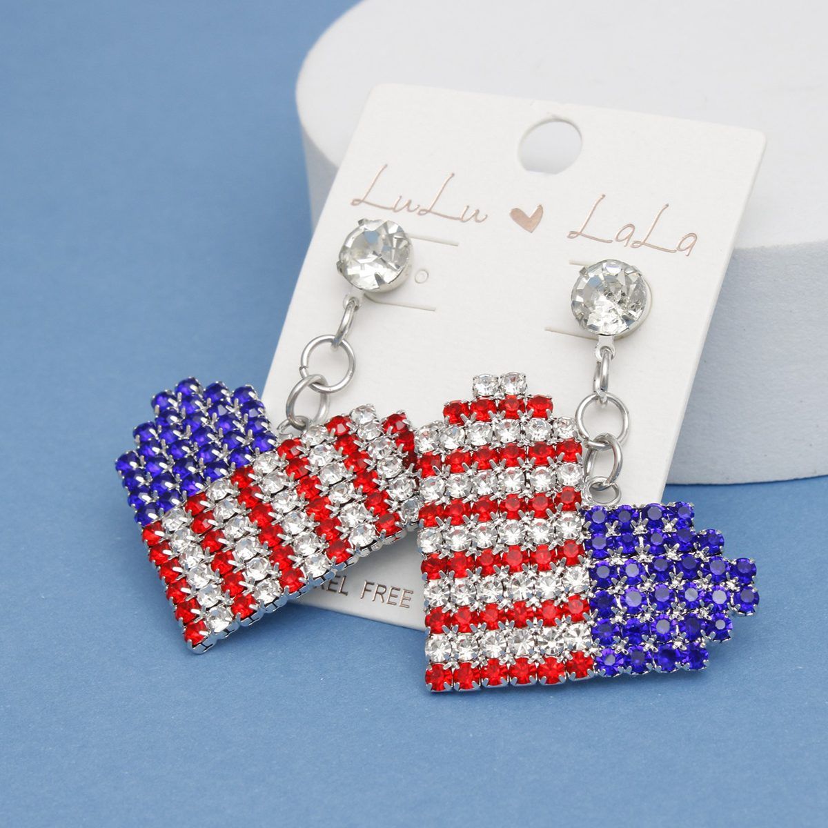 Drop Heart Freedom American Glam Silver Earrings