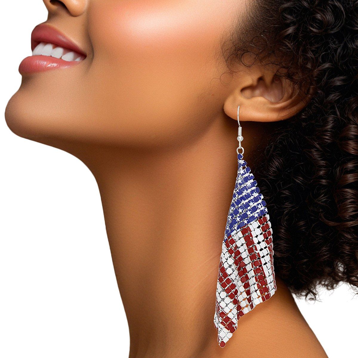 Fish Hook Stars and Stripes Draped Flag Earrings