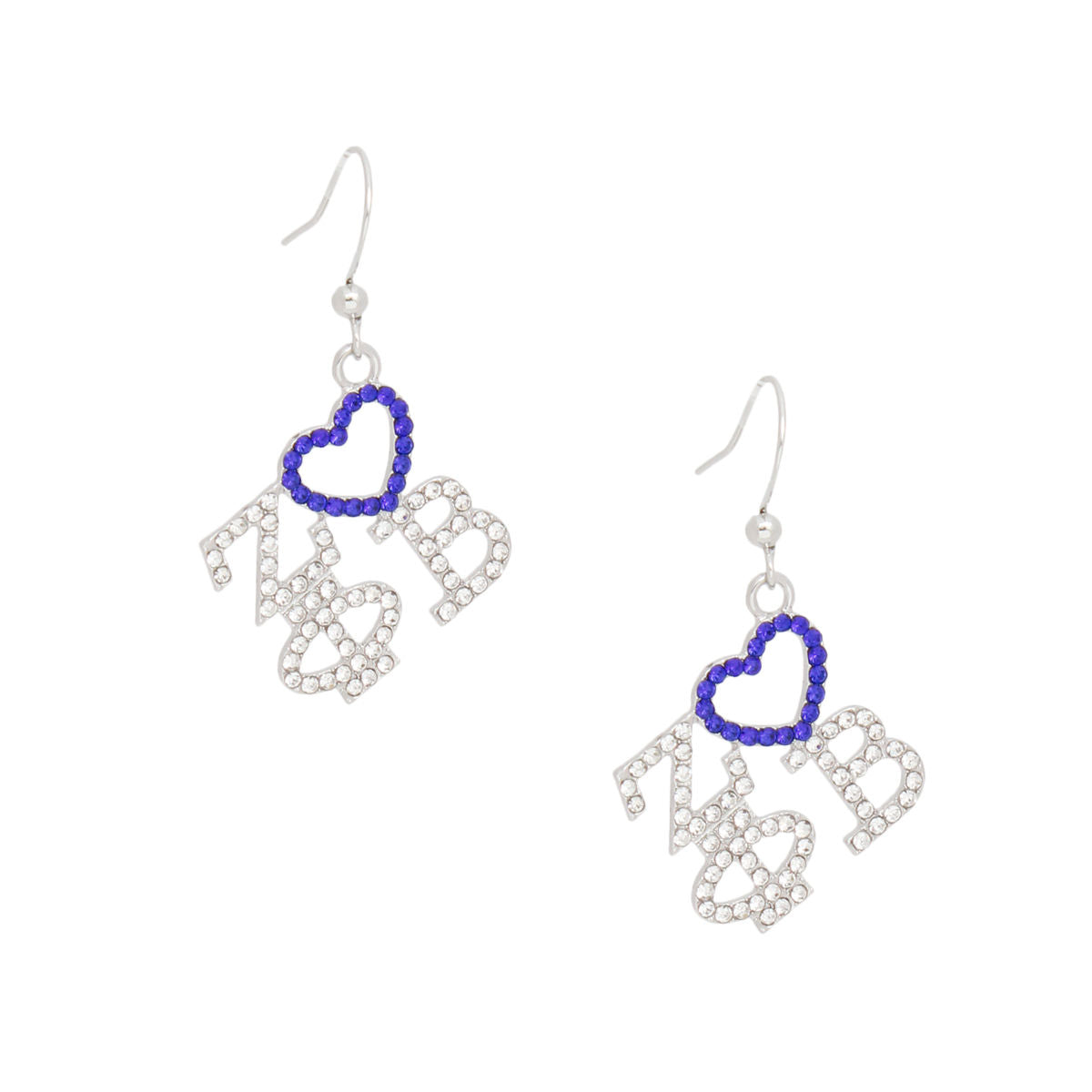 ZPB Greek Heartfelt Pride Bling Fish Hook Earrings