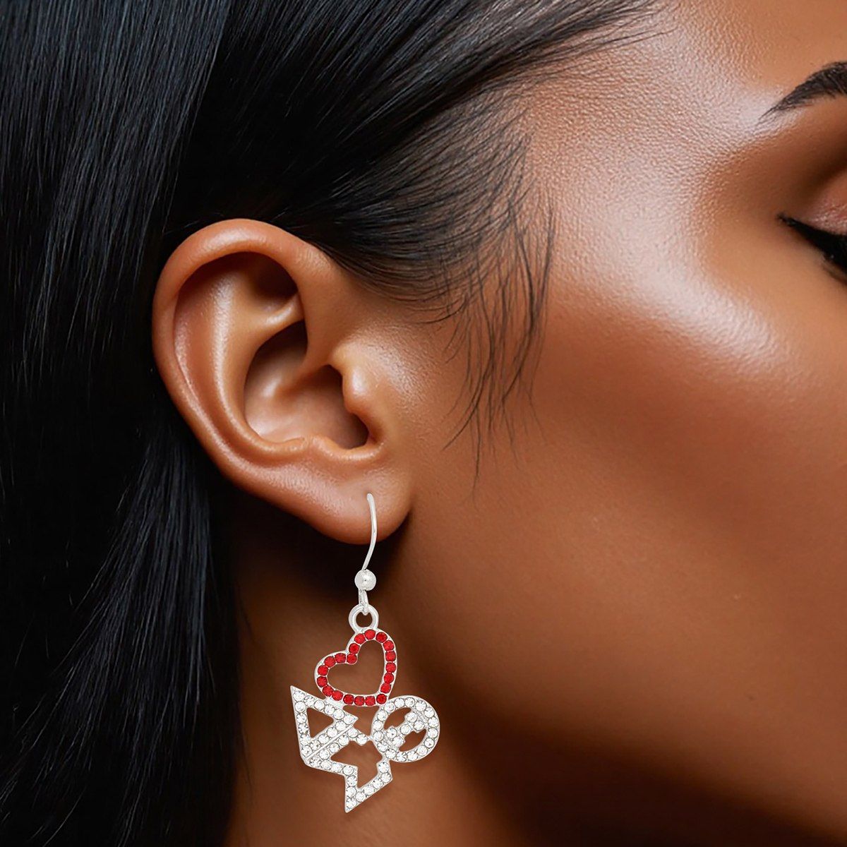 DST Greek Heartfelt Pride Bling Fish Hook Earrings