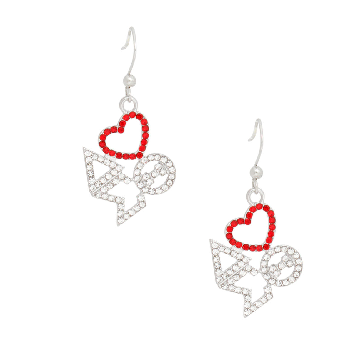 DST Greek Heartfelt Pride Bling Fish Hook Earrings