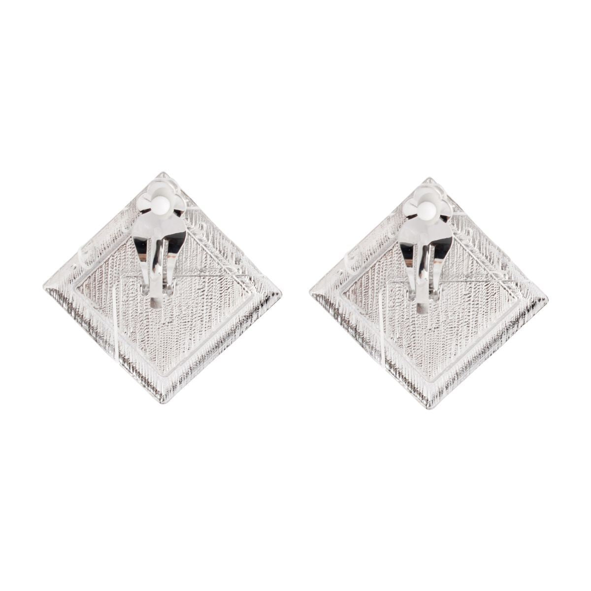 AKA Pink Wave Silver Framed Art Clip On Earrings