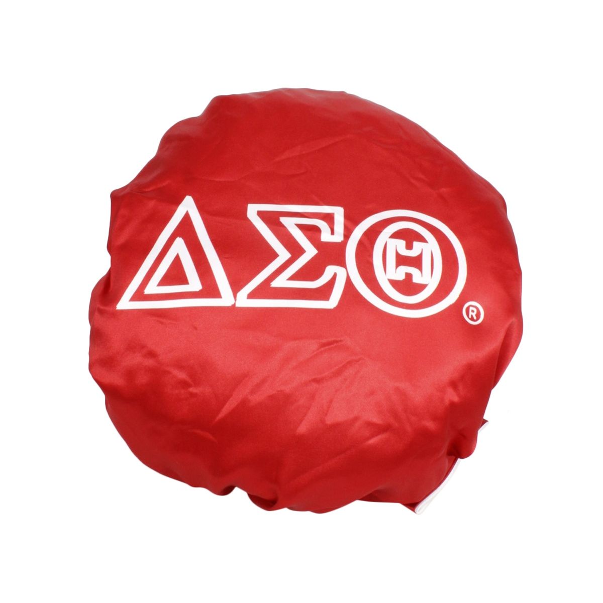 DST Sorority Red White Satin Sleep Bonnet Cap