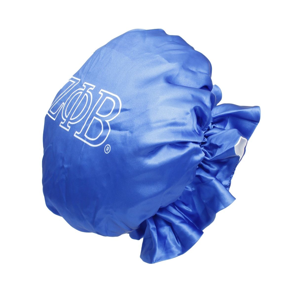 ZPB Sorority Blue White Satin Sleep Bonnet Cap