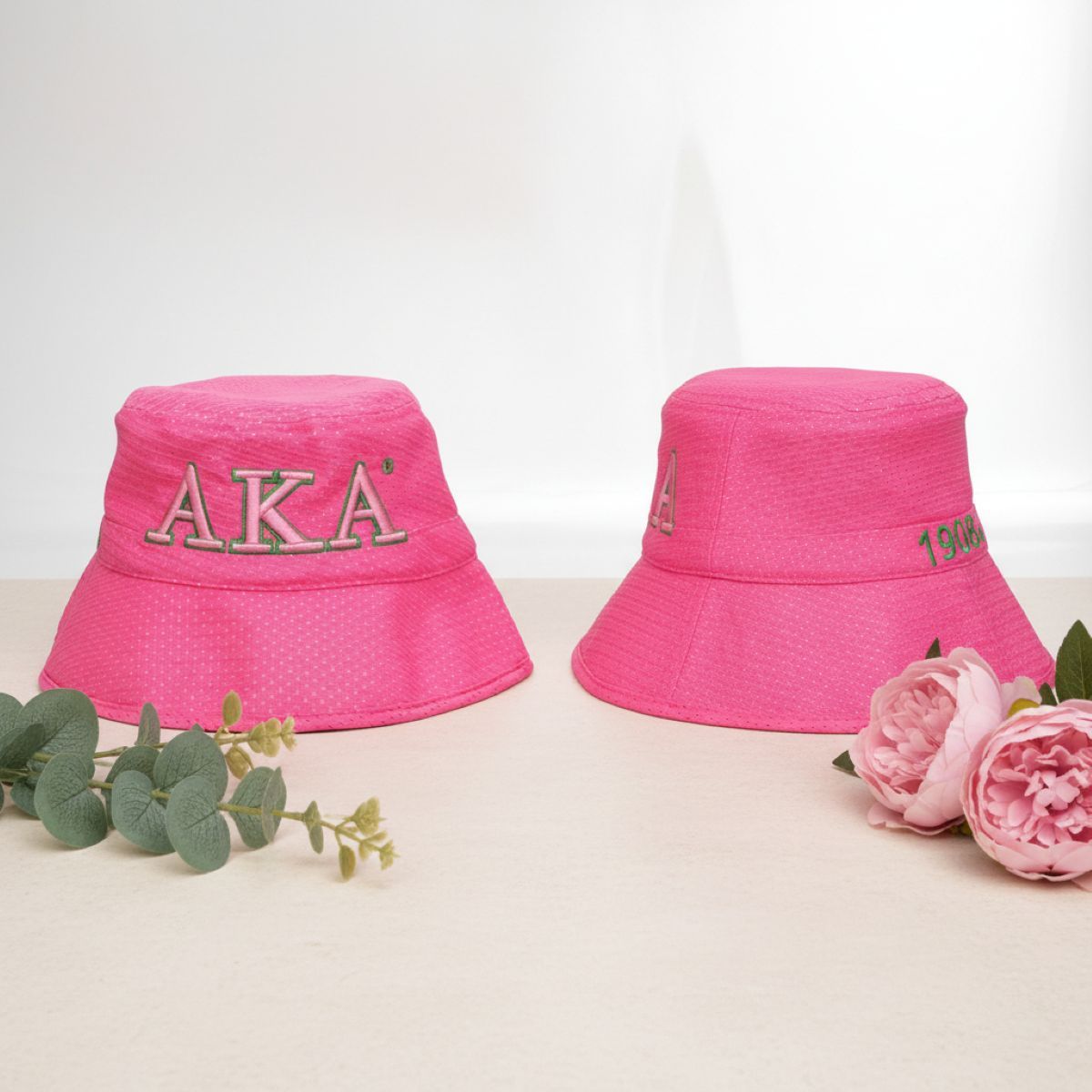 AKA Sorority Pink Mesh Embroidered Bucket Hat