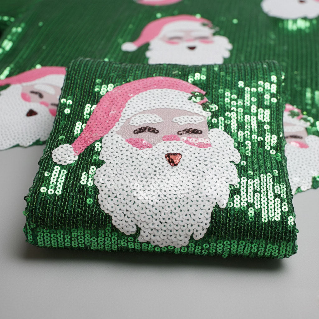 Jersey Santa Approved Green Sequin Xmas Shirt