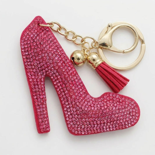 Keychain Fuchsia High Heel Sparkle Purse Charm