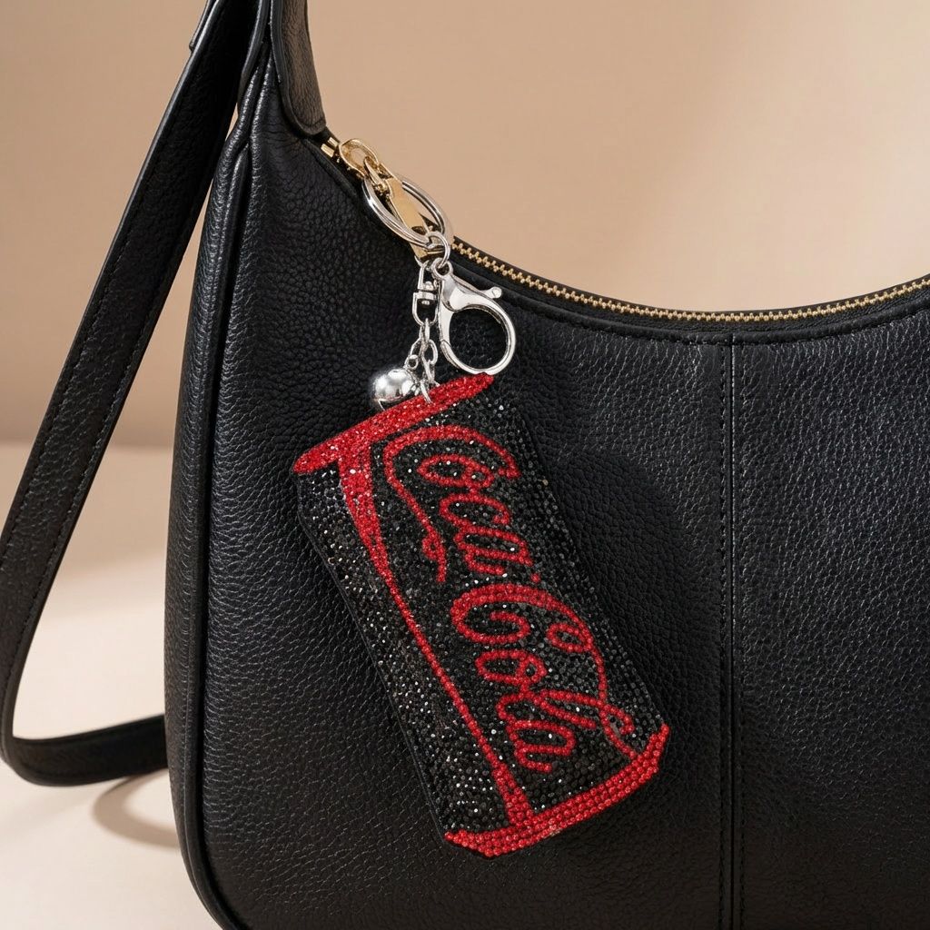 Keychain Black Coke Zero Sparkle Purse Charm