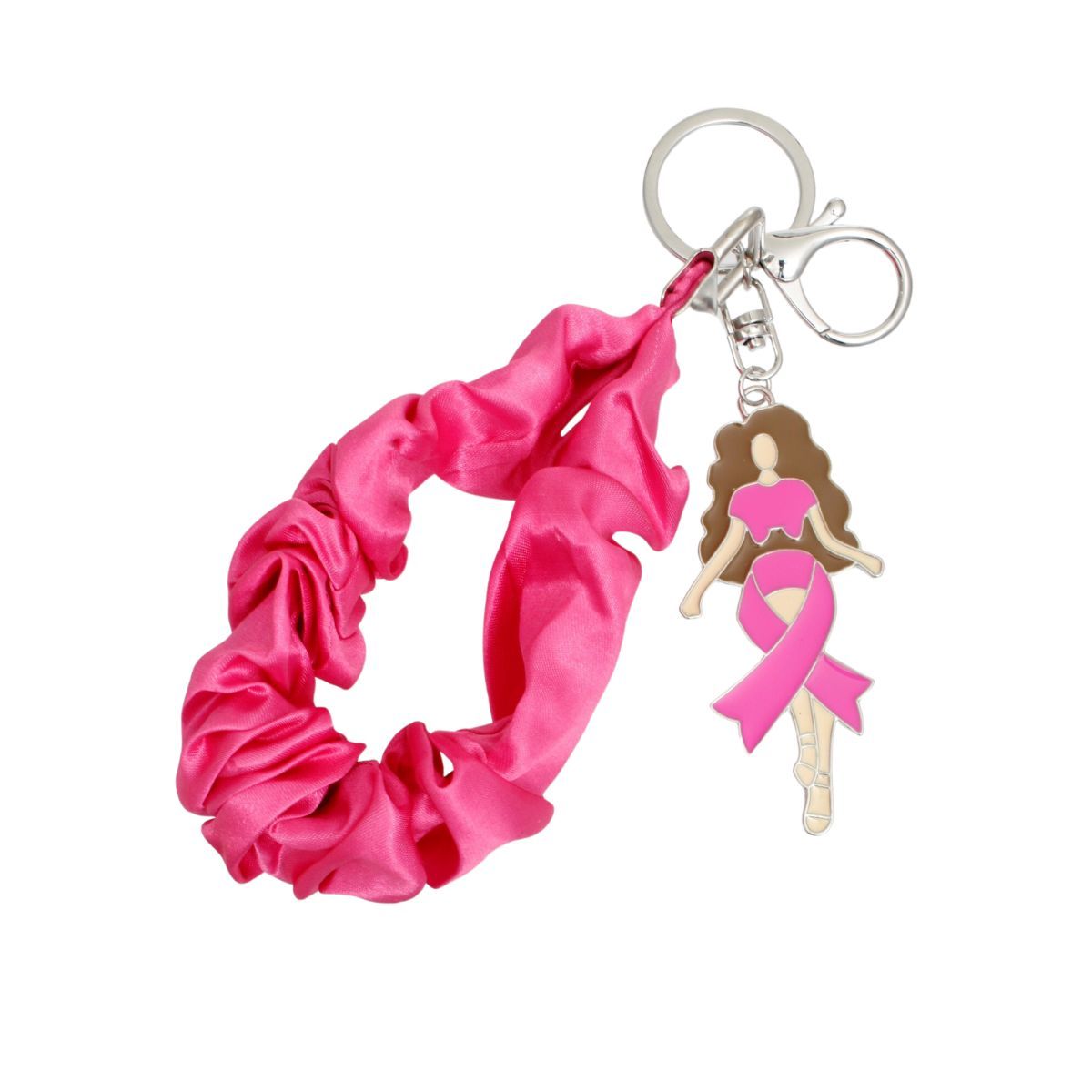Breast Cancer Silver Pink Wristlet Woman Keychain