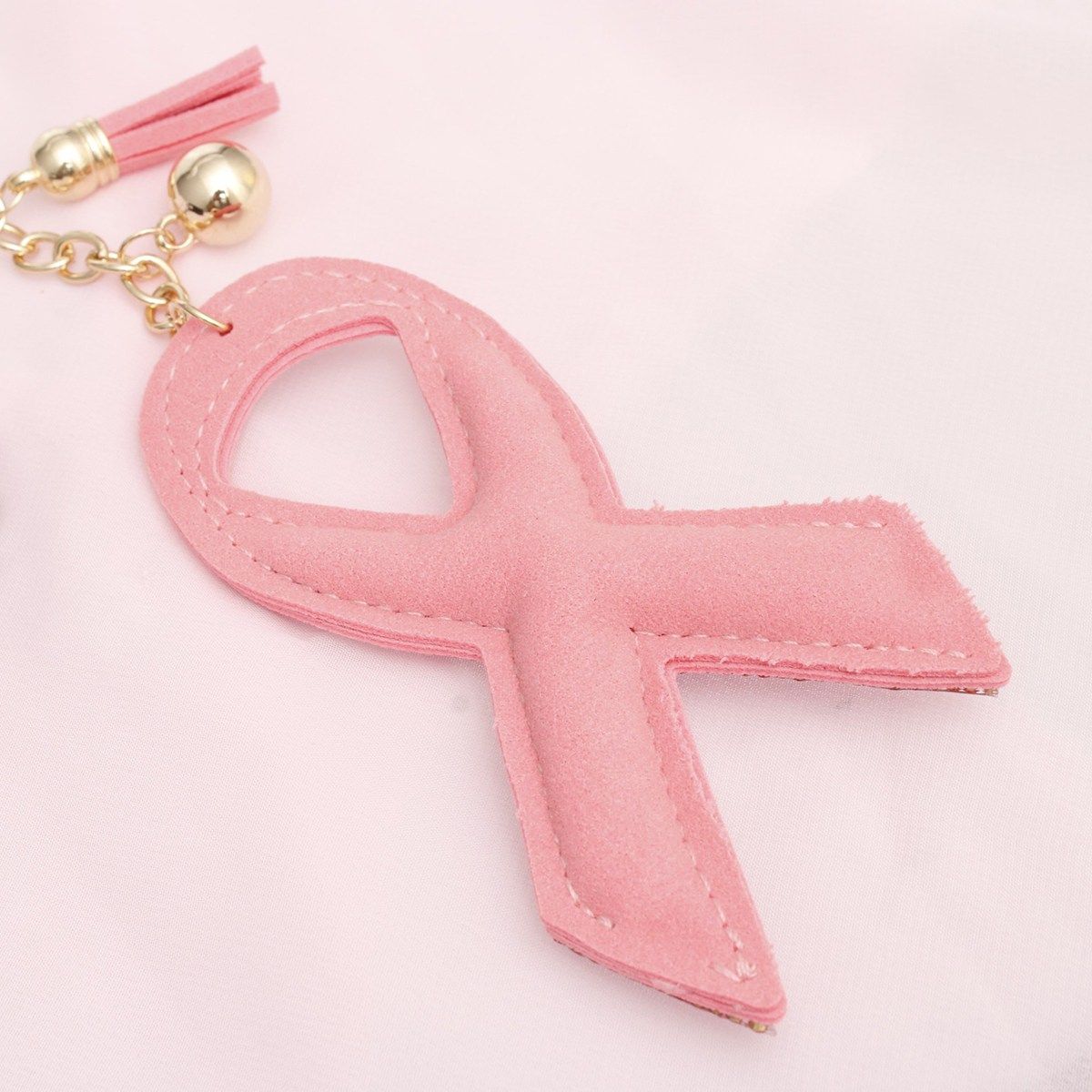 Keychain Pink Bling Breast Cancer Ribbon Bag Clip